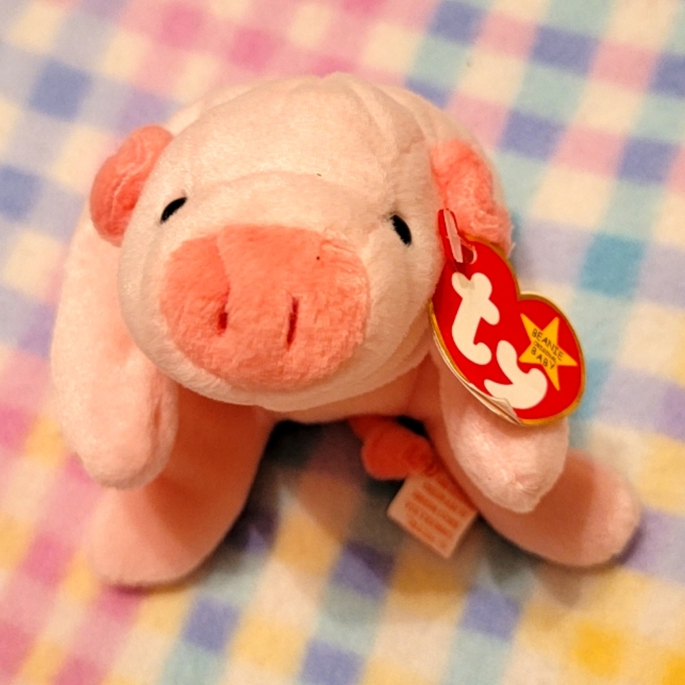 TY, Inc. ♡ The Beanie Babies Collection "Squealer" 1993 Pink Beanie Babie Pig